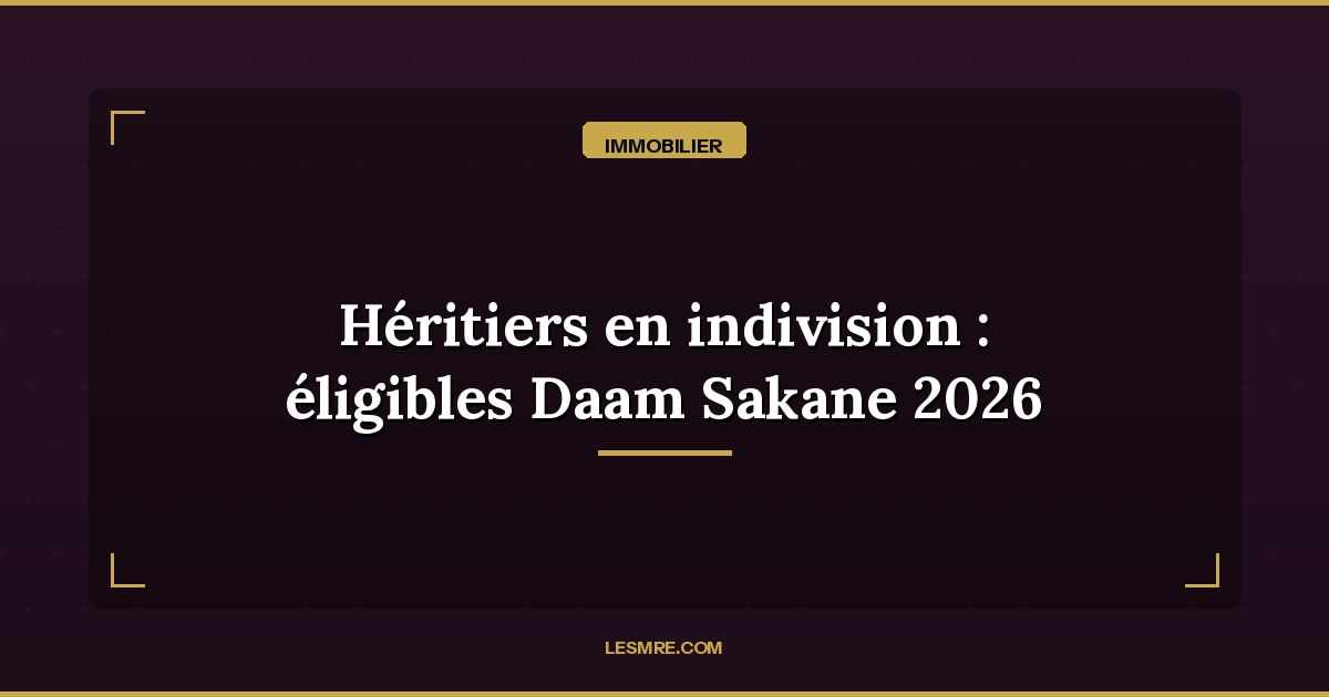 Heirs in co-ownership: you are now eligible for Daam Sakane aid since 2026