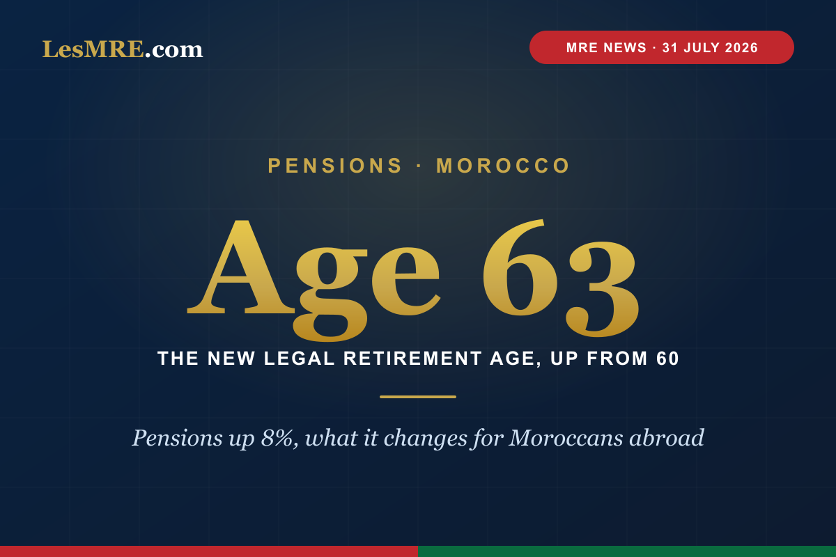 Morocco pension reform: retirement age at 63, pensions up 8%, what changes for MREs